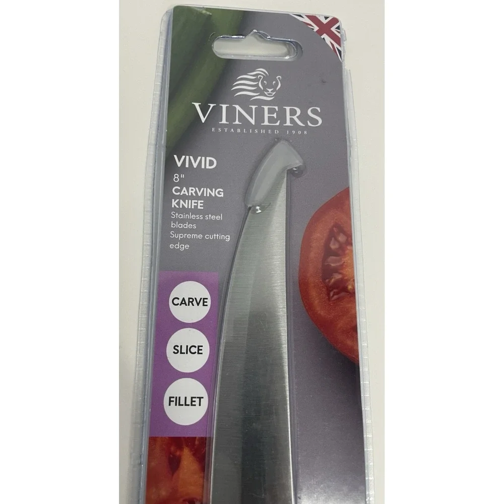 Viners‎ Vivid 8 Inch Carving Knife Stainless Steel Blade, Purple, NEW